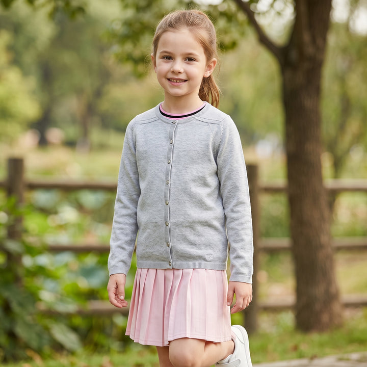 Girls Classic Button-Front Knit Cardigan Sweater – Lightweight Everyday Layer