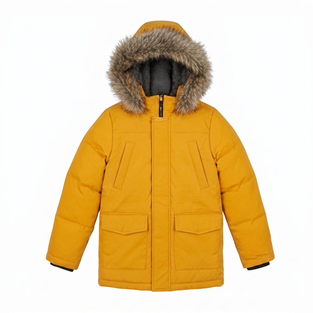 Boys Winter Parka Jacket – Faux Fur Hooded Insulated Heavyweight Warm Coat for Boys (Ages 9–14)