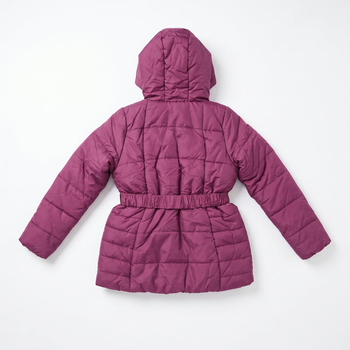 Girls Winter Puffer Jacket with Fleece Hood &amp; Elastic Belt – Warm Outerwear Parka Coat for Kids &amp; Teens (Ages 9–14)