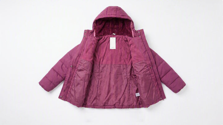 Girls Winter Puffer Jacket with Fleece Hood &amp; Elastic Belt – Warm Outerwear Parka Coat for Kids &amp; Teens (Ages 9–14)