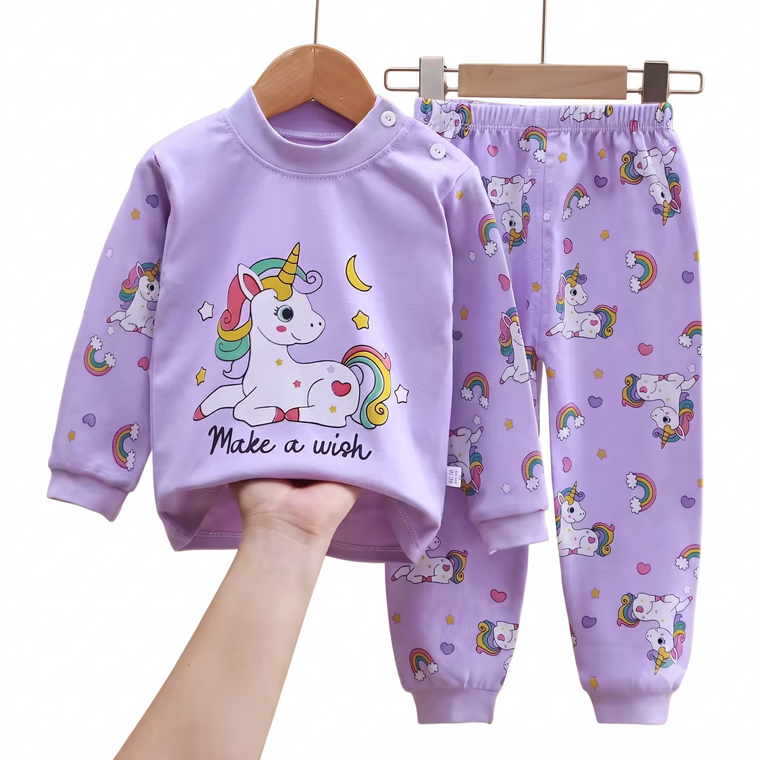 Baebabys Soft Pure Cotton Kids Long Sleeve Pajama Set Top and Pant 2PCS Casual Infant Children Nightclothes