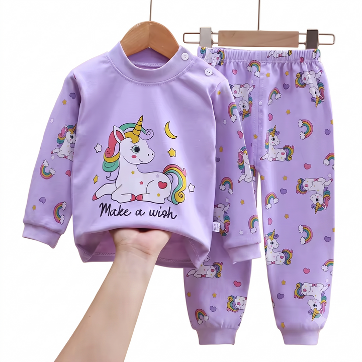 Baebabys Soft Pure Cotton Kids Long Sleeve Pajama Set Top and Pant 2PCS Casual Infant Children Nightclothes