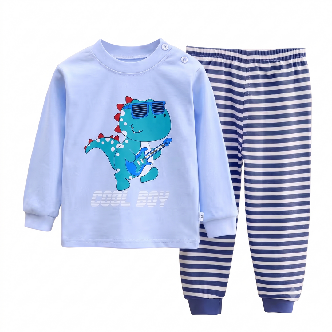 Baebabys Soft Pure Cotton Kids Long Sleeve Pajama Set Top and Pant 2PCS Casual Infant Children Nightclothes