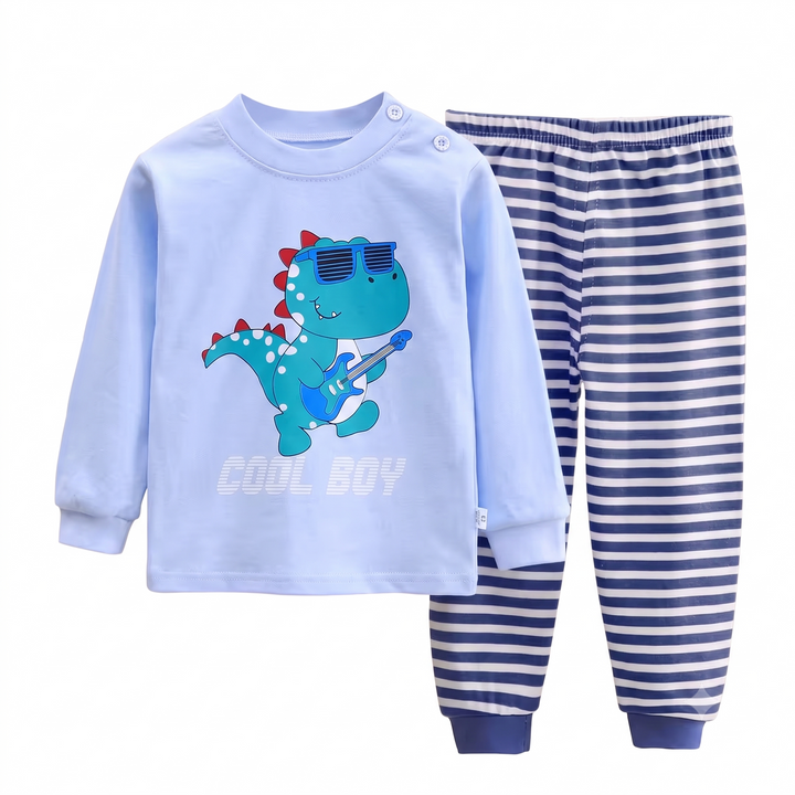 Baebabys Soft Pure Cotton Kids Long Sleeve Pajama Set Top and Pant 2PCS Casual Infant Children Nightclothes