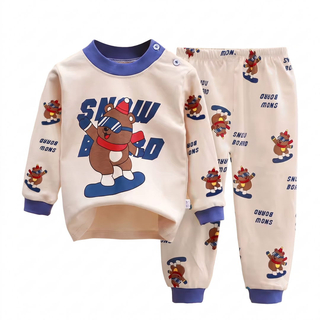 Baebabys Soft Pure Cotton Kids Long Sleeve Pajama Set Top and Pant 2PCS Casual Infant Children Nightclothes