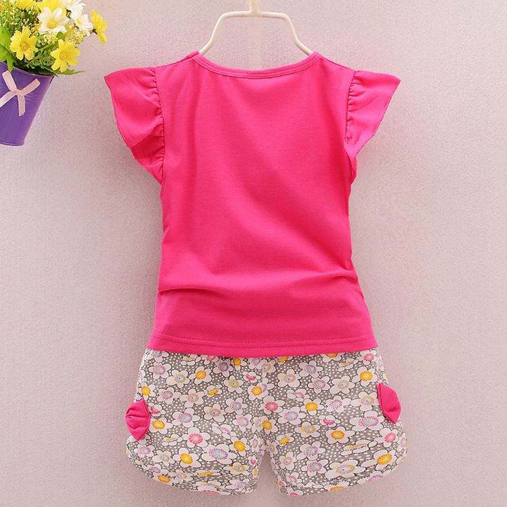 Baebabys Girls Summer Outfit - Kids T-shirt Tops+Short Pants Clothes Sets Toddler